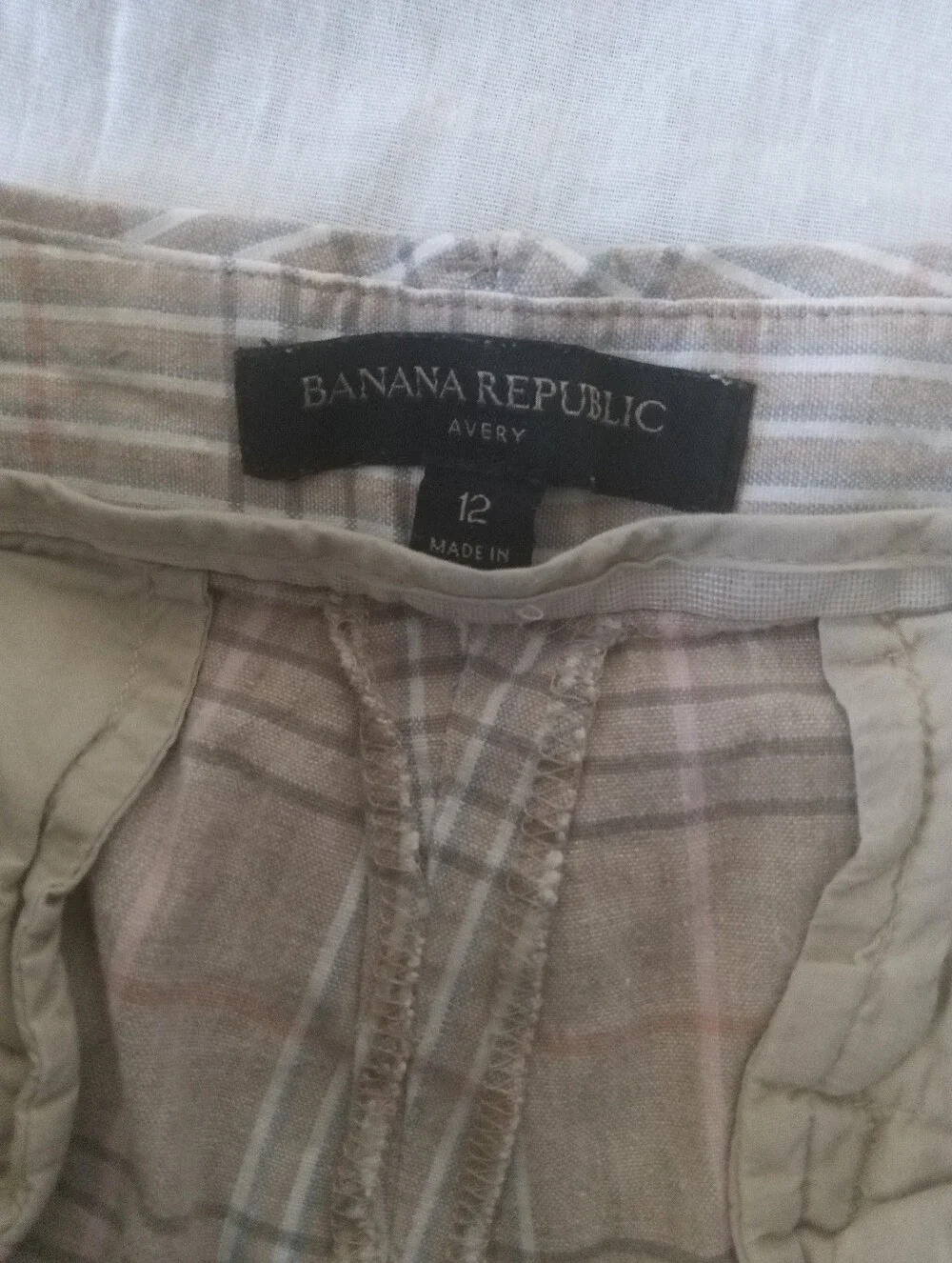 Banana Republic Women's Beige Plaid Avery Pants